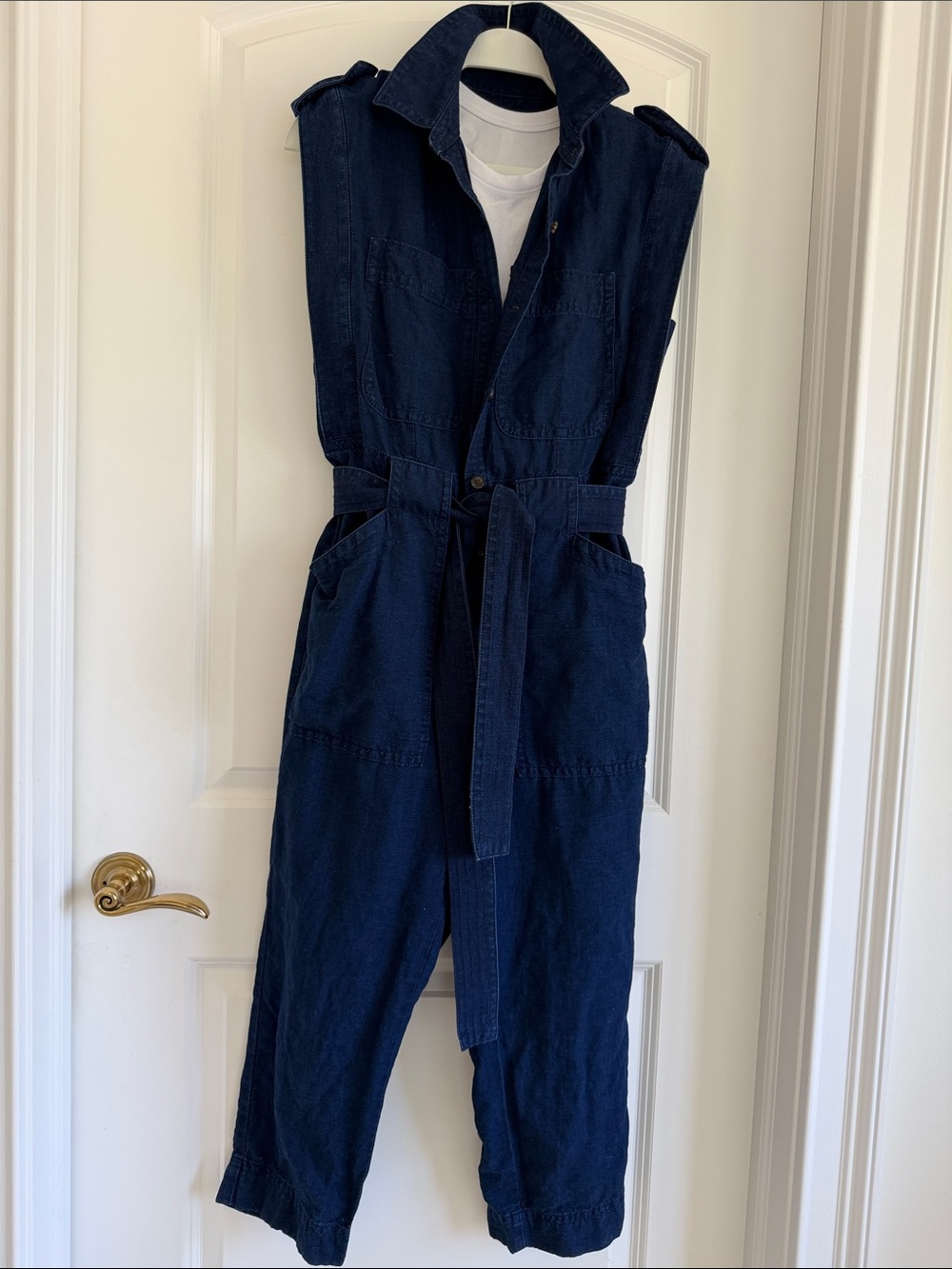 Banana Republic Dark wash denim-look Linen & cotton jumpsuit - XS